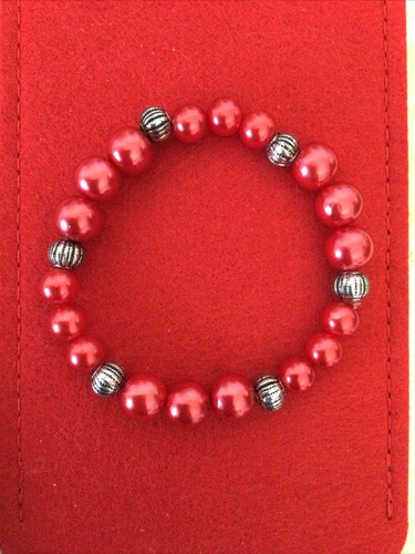 Bracciale perline rosse filo - perline,